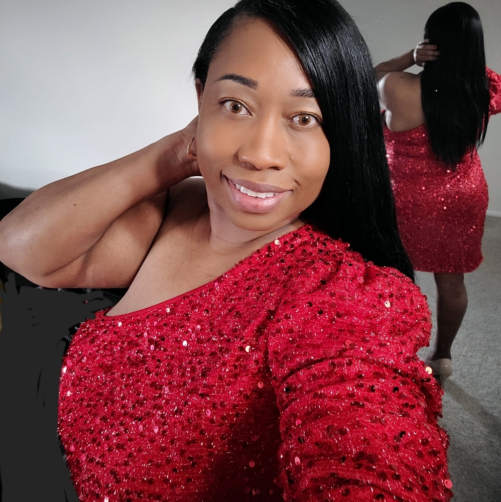 Red sequin dress